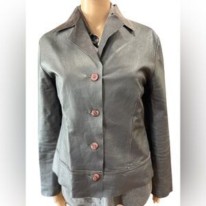Vtg 90’s slate grey unlined REM Garson leather Suede Jacket/shirt-Small